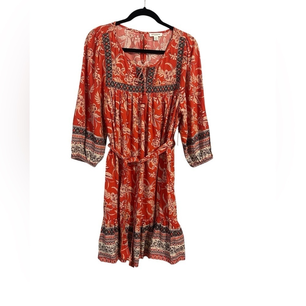 Beachlunchlounge Size Medium Dress Boho Prairie Cottagecore Coastal Floral Red